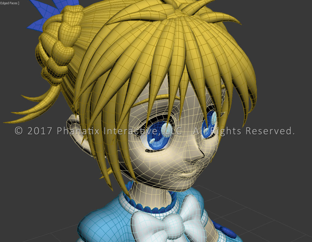 Serena model face wireframe